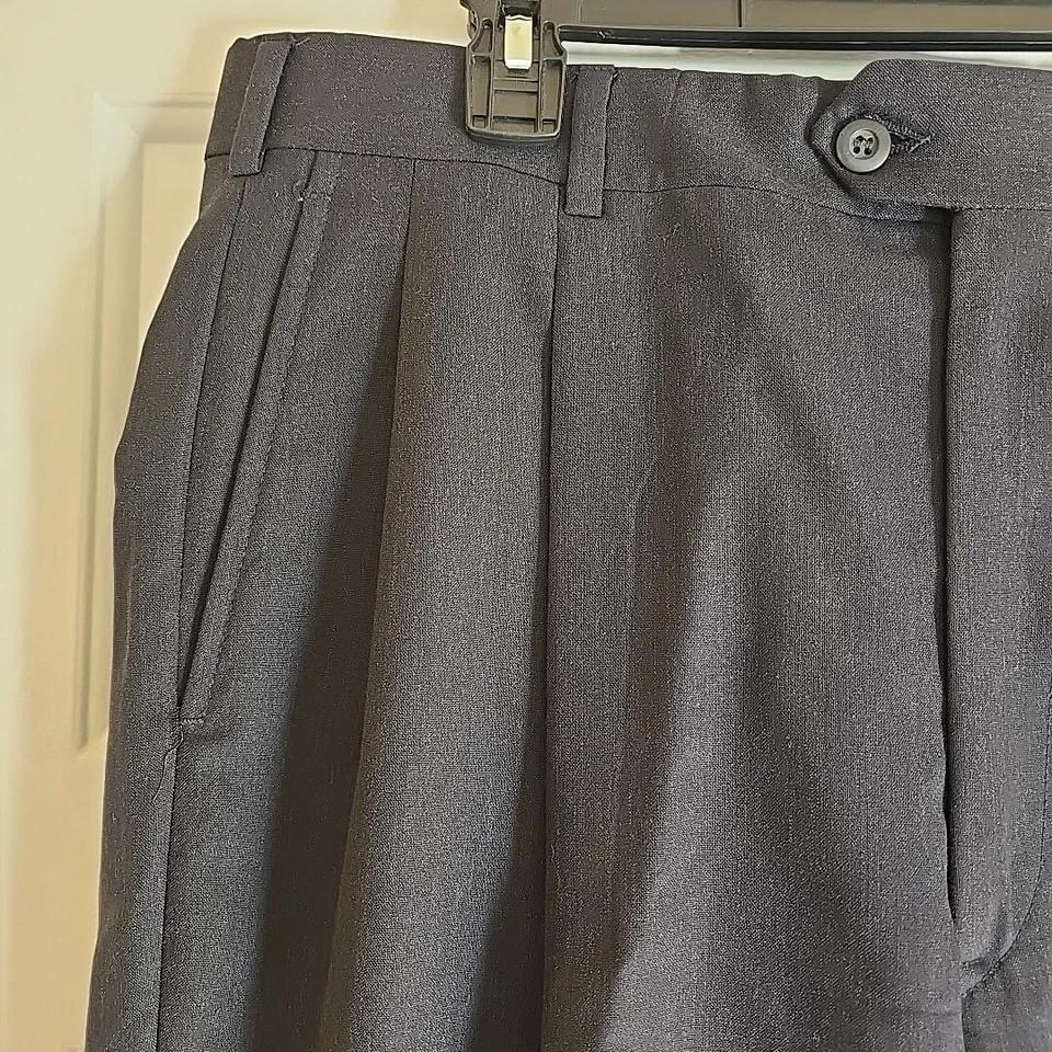 Calça social masculina de lã vintage Embassy Square Anderson pequena EUA 36X32 azul plissada - Imagem 2 de 4