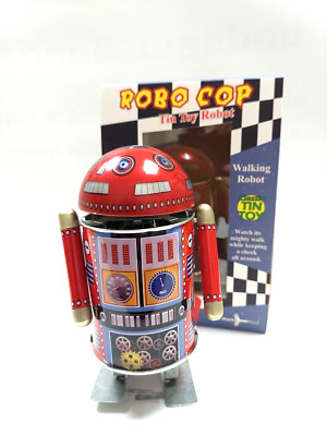 Blechspielzeug Roboter Robo Cop 14cm Wind Up Weltraum Roboter Schlüsselantrieb