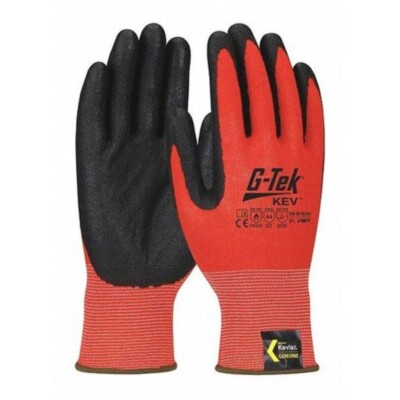 G-Tek Kev Hi-Vis Seamless Knit 'Made With Kevlar' Gloves 2XL Red/Black