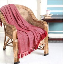 Luxury 100% Cotton Woven Large Herringbone Throws For Sofas Soft Fringed Blanket