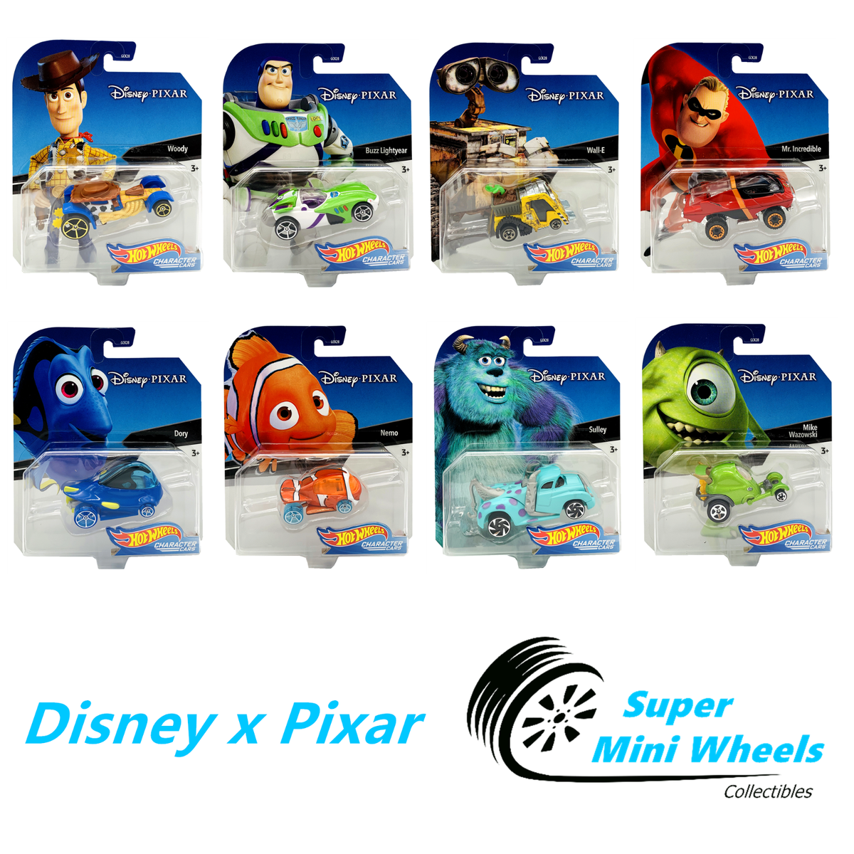 Hot Wheels 2020 Characters Cars J Case - Disney x Pixar - Set of 8