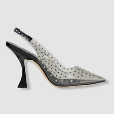 595 Stuart Weitzman Womens Black Glam Crystal Heel Pump Shoes Size EU 35.5/US 5