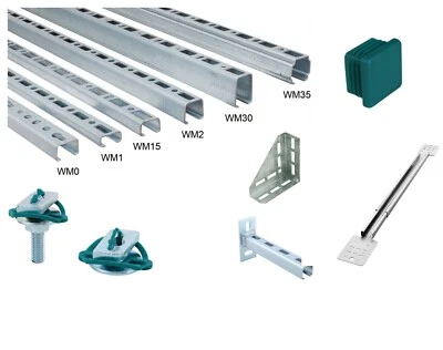 Walraven BIS Montageschiene, verzinkt, Typ 650 L=2m, 27x18mm, 30x15mm, 30x30mm
