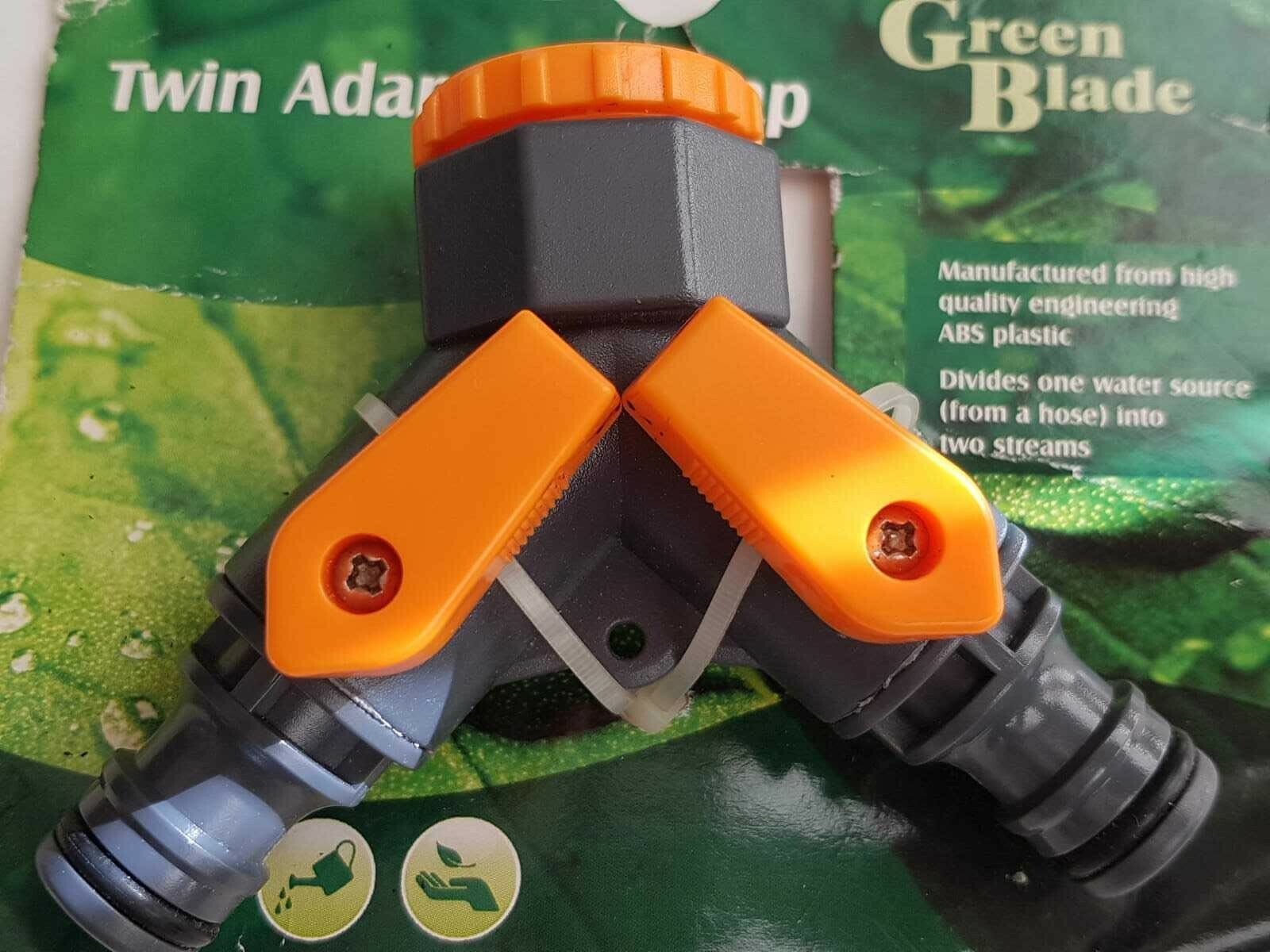 GREEN BLADE  2 Way Hose Pipe Connector Adaptor For Garden Tap Green Home Patio