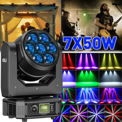 350W 7LED Zoom Moving Head Stage Light RGBW DMX Beam Wash Lighting DJ Disco Bar