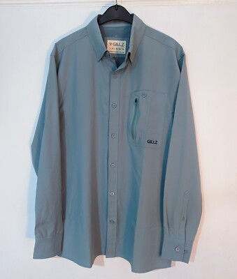 Gillz Hochseeangeln Herren Hemd Cameo Blau (Medium M) Gewebt Langarm