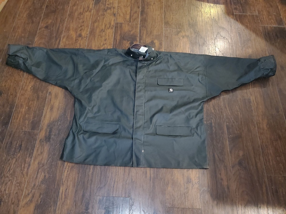 Carhartt C64GRN Heavy Duty PVC Rain Coat Jacket Green Men's 3XL NO