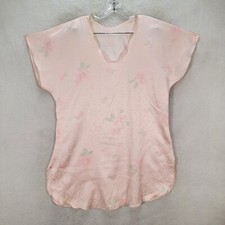 Vtg Sterling Sophisticates Pink Floral Satin Nighty Mini Womens Dress Size M