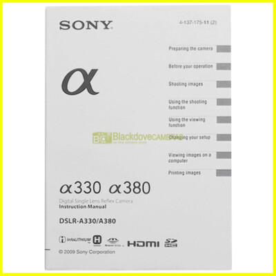 Sony DSLR Alpha A330 A380 Bedienungsanleitung. Bedienungsanleitung. ENGLISCH