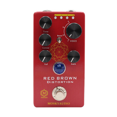 MOSKYaudio RED BROWN Distortion Guitar Bass Effect Pedal 4-Mode