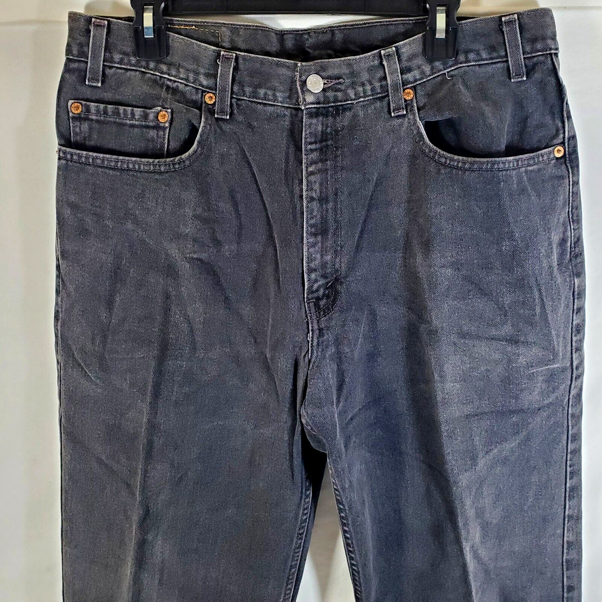 Levi's 550 Black Relaxed Fit Denim Jeans Sz 38 32 Zip Front 5