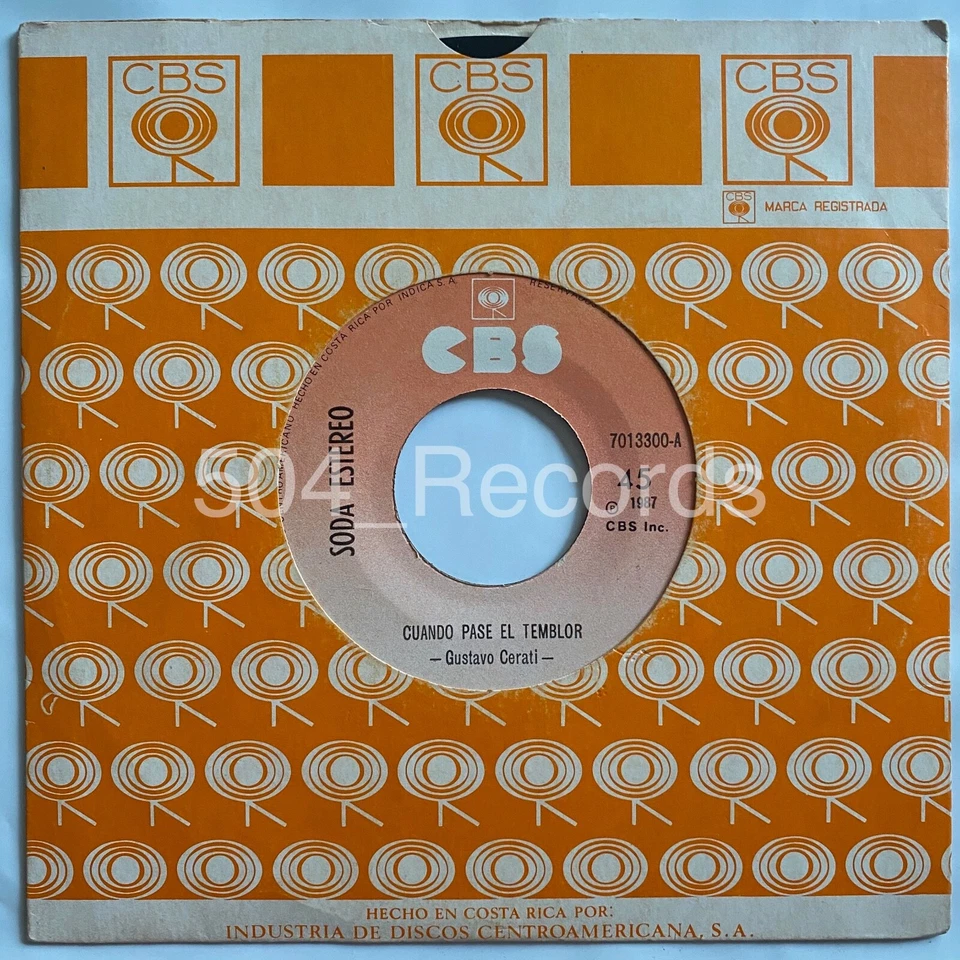 SODA STEREO • Cuando pase el temblor • RARE 45 • COSTA RICA PRESS 1987 - Image 2 of 2