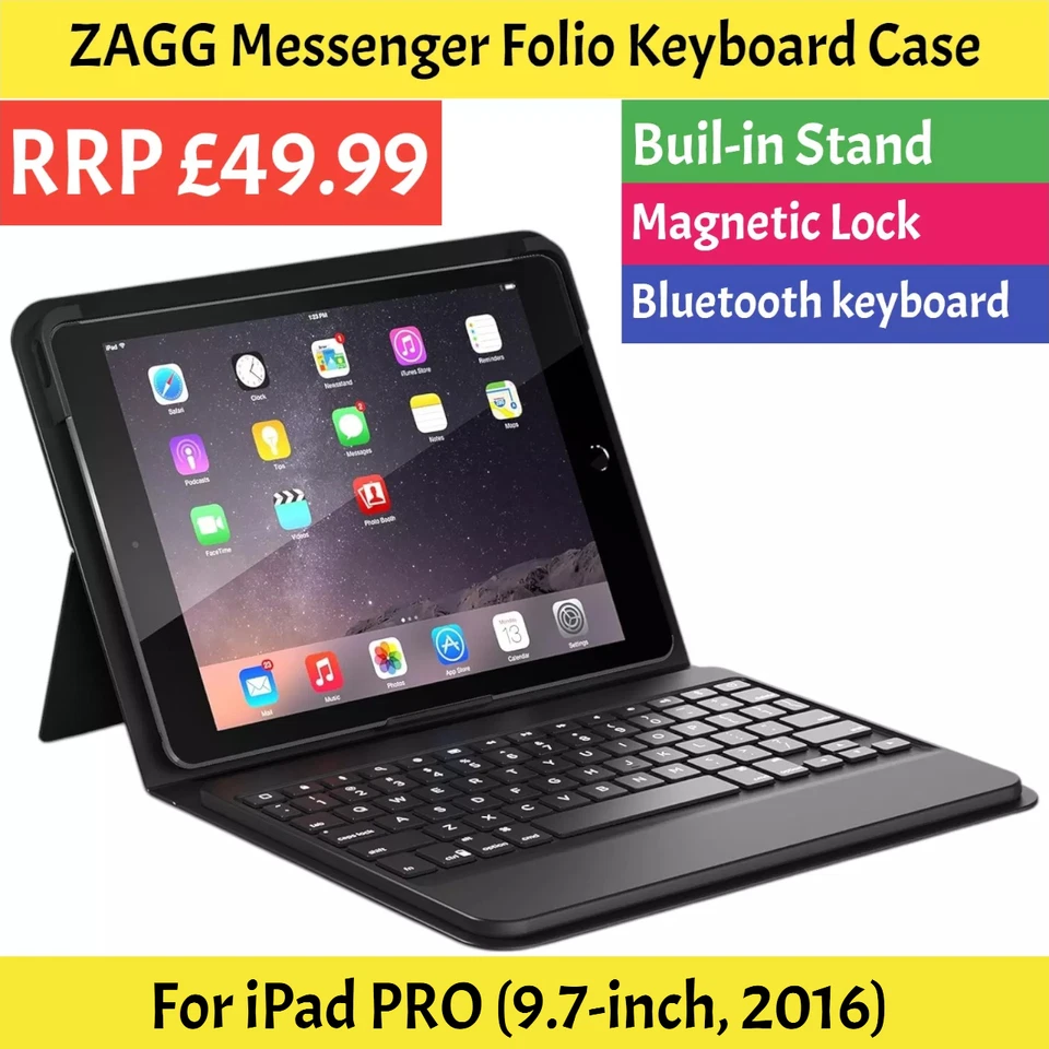 ZAGG iPad PRO (9.7-inch 2016) Smart Folio Case Wireless Bluetooth Keyboard Cover - Image 4 of 4