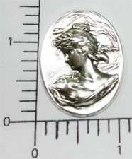 15254        Matte Silver Oxidized Victorian  Woman's Head Jewelry Finding