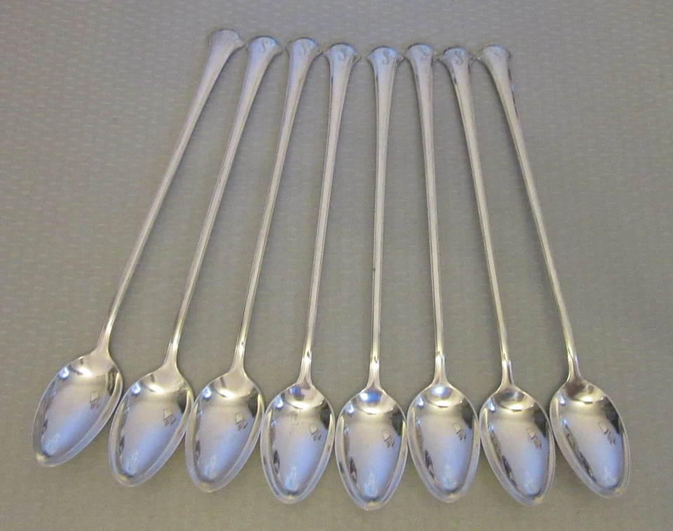 Towle Sterling Silver CHIPPENDALE Iced Tea Spoon Set 8 mono letter S 235g - Image 2 of 4