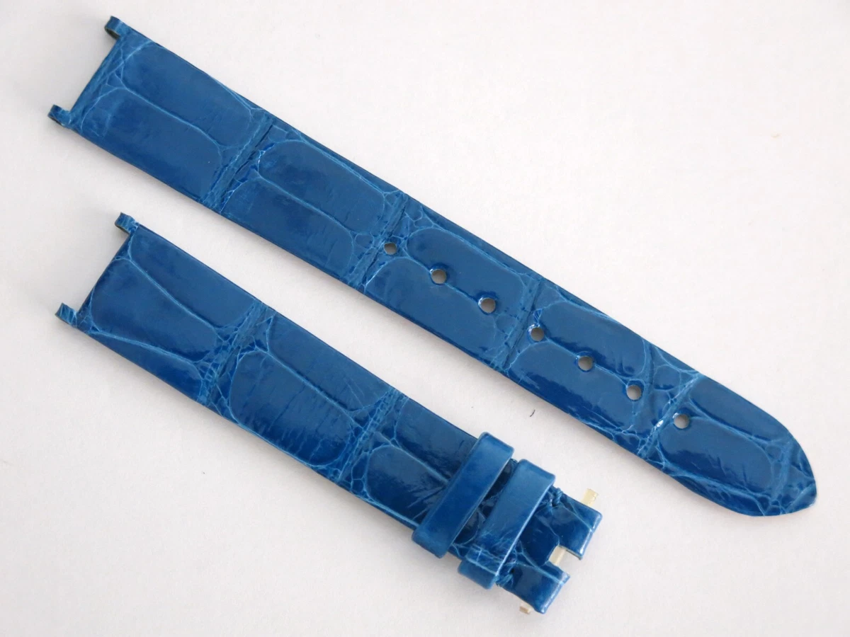 Van Cleef & Arpels blue leather watch band. Van Cleef And Arpel Blue Leather White Gold Watch  main image 2