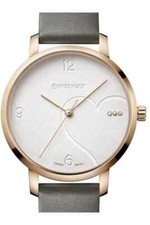 NEW WENGER SWISS ARMY MADE WOMENS WATCH WHITE DIAL CRYSTALS GRAY LEATHER GOLD111