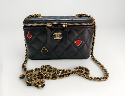 CHANEL Black Quilted Lambskin Coco Casino Small Vanity Case Bag | eBay