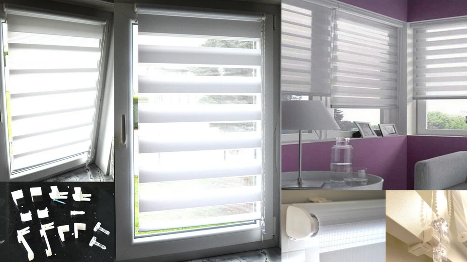 Doppelrollo Klemmfix Duo Rollo ohne Bohren Seitenzugrollo Kettenzugrollo Fenster - Bild 3 von 4