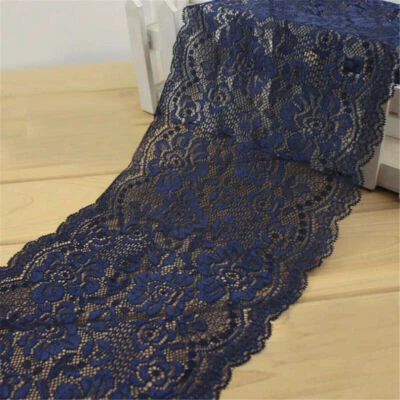 1M Elastische Spitze Trim Strecken Band Stoff DIY Handwerk Hochzeit Kleid Nähen - Bild 1 von 4