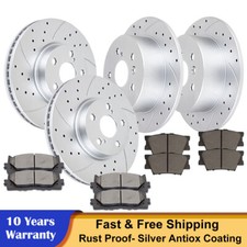 Front and Rear Drilled Rotor Brake Pads for 2006 2007 2008 2009-2018 Toyota Rav4