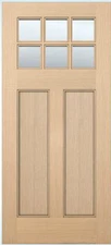 Exterior Hemlock 6 Lite Entry Craftsman Flat Panel Solid Stain Grade Wood Doors