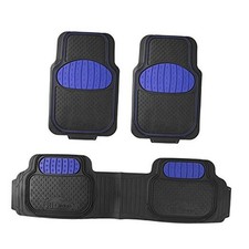  Heavy-Duty Rubber Car Floor Mats - Universal Fit, Trimmable, Climaproof - Blue