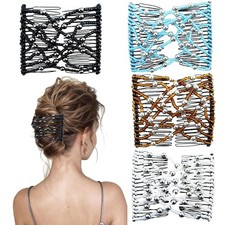4PCS Elastic Beaded Magic Hair Comb Stretchy Double Comb Hair Clips Women