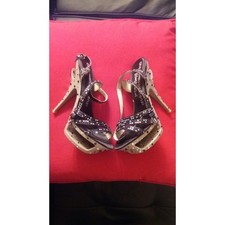 Gianmarco Lorenzi Designer Platform Stiletto Sandals with Crystal Embellishments