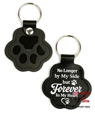 Pet Memorial Gifts for Cat Dog Cute Leather Paw Keychain Pet Hair Black