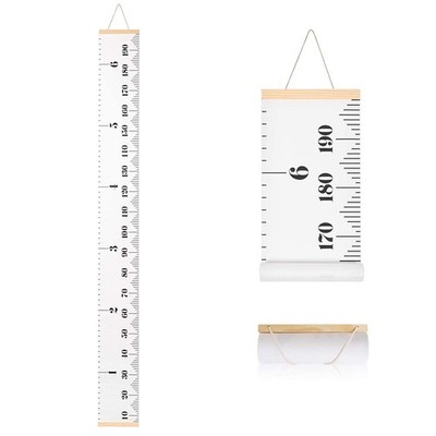 SUJAYU Growth Chart for Kids, Canvas Height Ruler Removable Wood White 