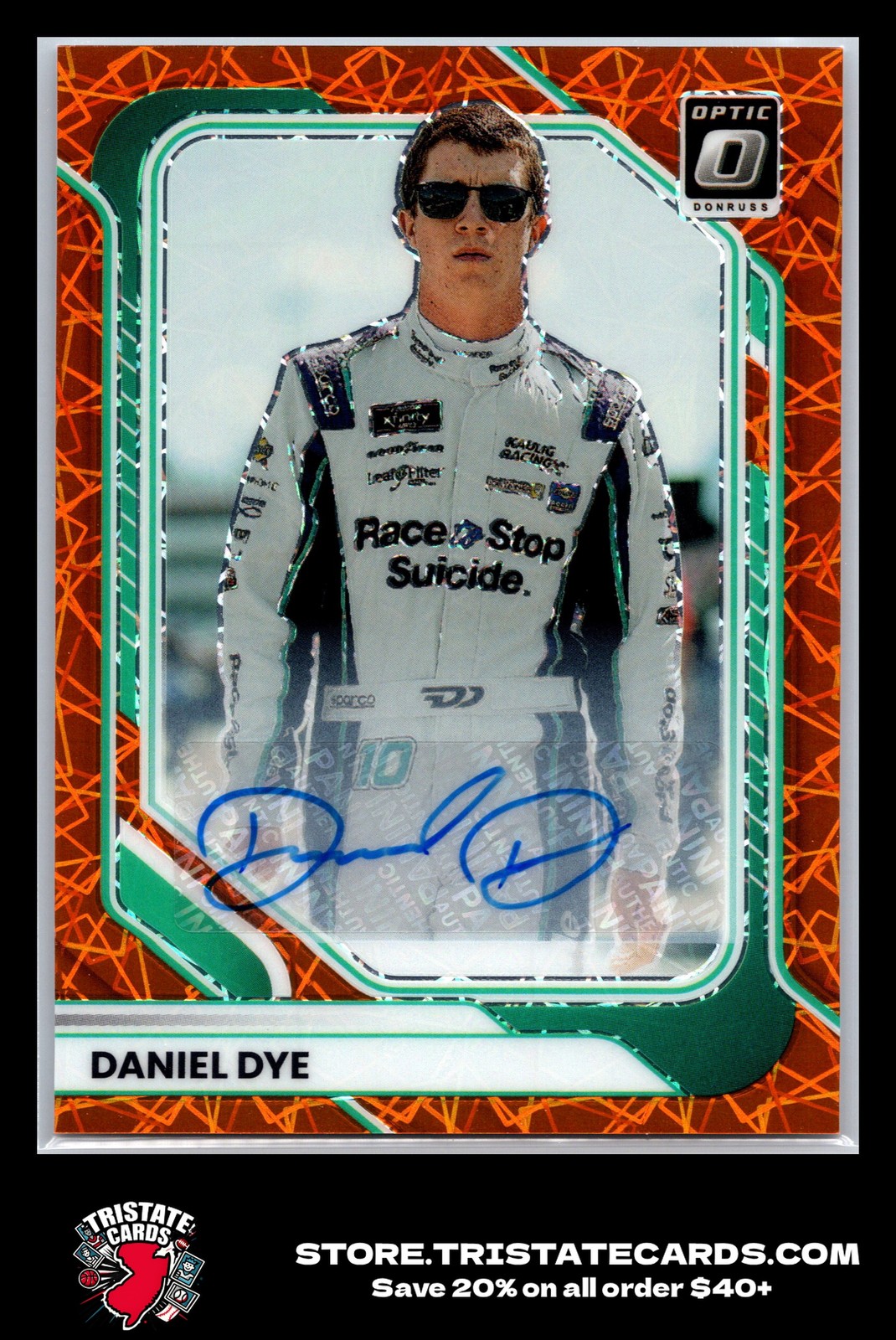 2026 Donruss #77 Daniel Dye Kaulig Racing Optic Signatures Orange Velocity Auto