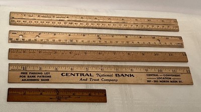 5 Vintage Wooden Ruler Brown Wood School Office Measuring Tools Central Nat Bank