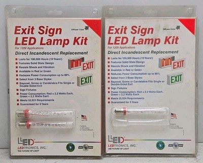 3 Pack Exit Sign LED Lamp Kit For 120V Incandescent Replacement Red T6 EXLR031A