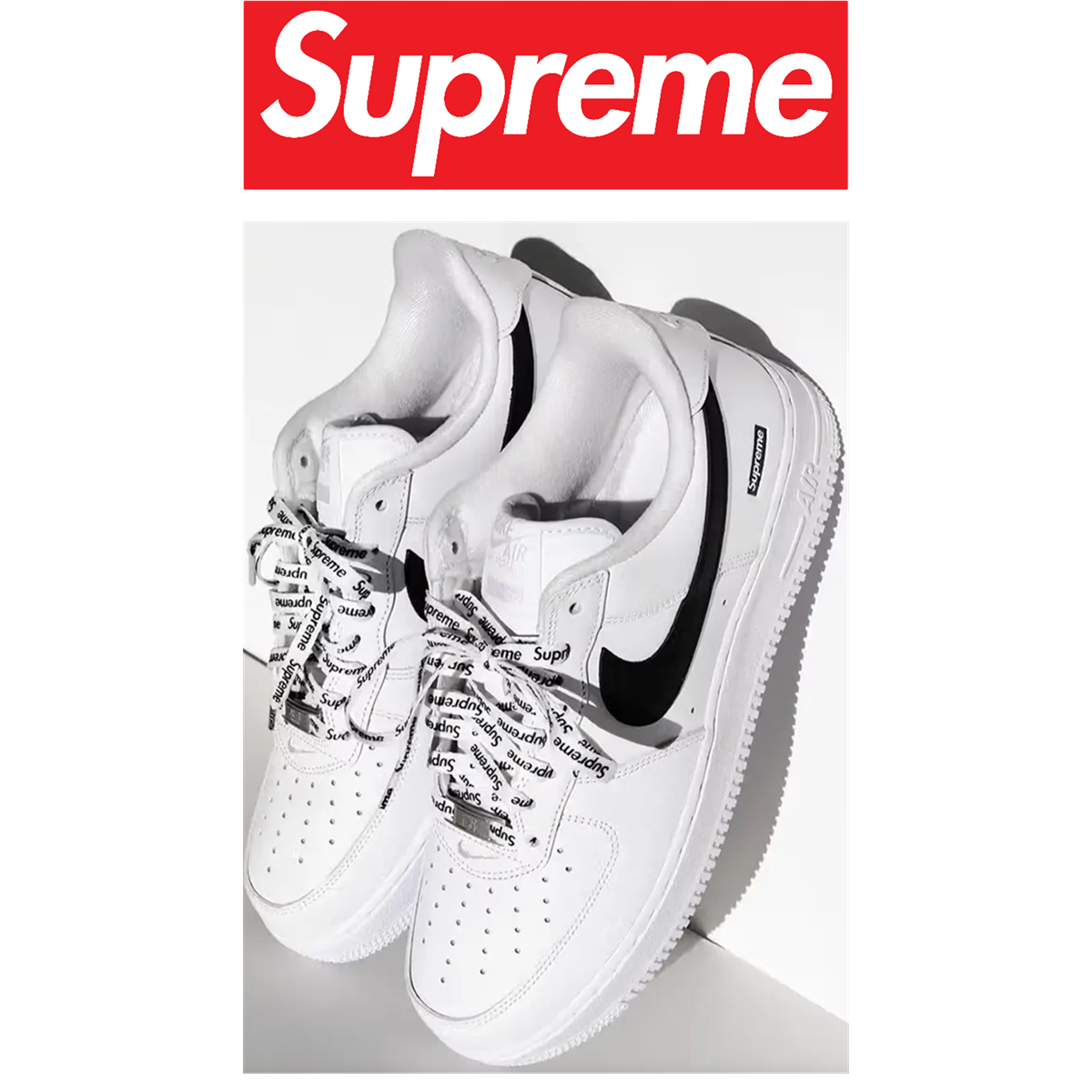 Nike Air Force 1 ホワイト Supremeシューレース Supreme Shoe Laces White Black AF1 120 cm and 160 cm | eBay
