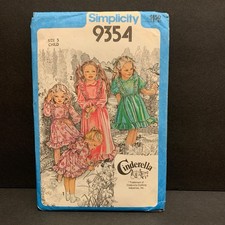 Simplicity Pattern 9354 Dress Girl  s size 5 Cinderella 1979