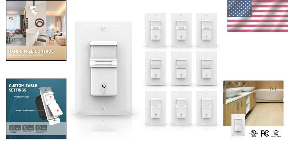 Motion Sensor Light Switch, 10-Pack, PIR Activated - Image 2 of 4