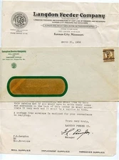 Langdon Feeder Company Letter Receipt & Product Flyer 1936 Kansas City Missouri