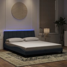 Cadre de Lit avec LED sans Matelas Hanko Gris Foncé 180x200 cm Velours vidaXL