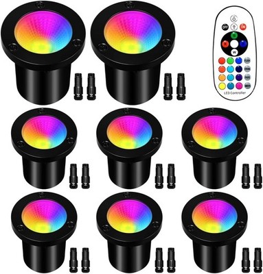 RGBW Low Voltage Landscape Lights, 16 Color Changing Outdoor In-Ground Lights IP