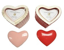 RED ROSE GARDEN OR PINK PEONY PETALS HEART SHAPE CERAMIC WITH LID SCENTED CANDLE