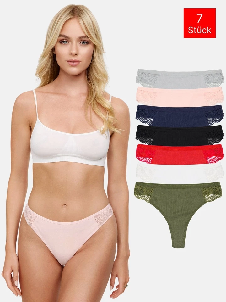 Tazzio String 7er-Pack Damen Tanga Slip Slips Unterwäsche Unterhose