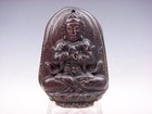 Old Nephrite Jade Stone Carved Pendant Seated Kwan-Yin Buddha Praying #10312502 — photo 1