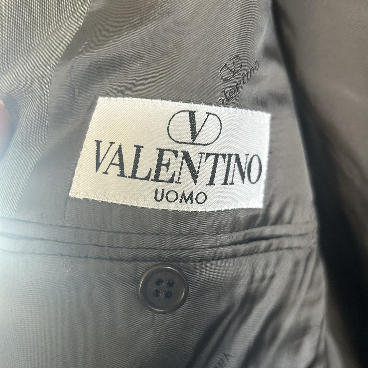 v” Valentino Uomo Collection Mens Double Breasted Suit Jacket Size