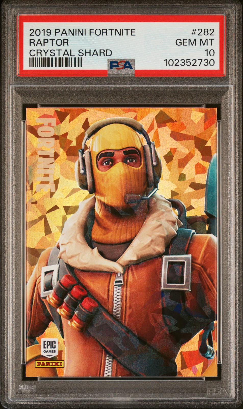 2019 PANINI FORTNITE CRYSTAL SHARD #282 RAPTOR PSA 10