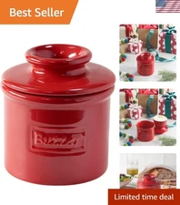 butter dish ceramic butter keeper counterop butter crock with lid 4oz red