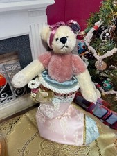 Annette Funicello 9" Mohair CHANTILLY Pink Holiday Victorian Bear in stocking