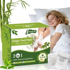 Ginger Foot Pads, 30 Pads One-Piece Design Premium Natural Bamboo Vinegar Foot C