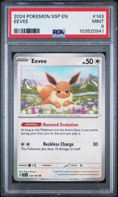 2024 POKEMON SURGING SPARKS #143 EEVEE PSA 9 SSP EN POP 7