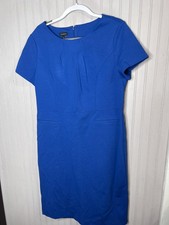 Talbots Dress Womens 14 Blue Sheath Short Sleeve Stretch Knit Career NEW $119